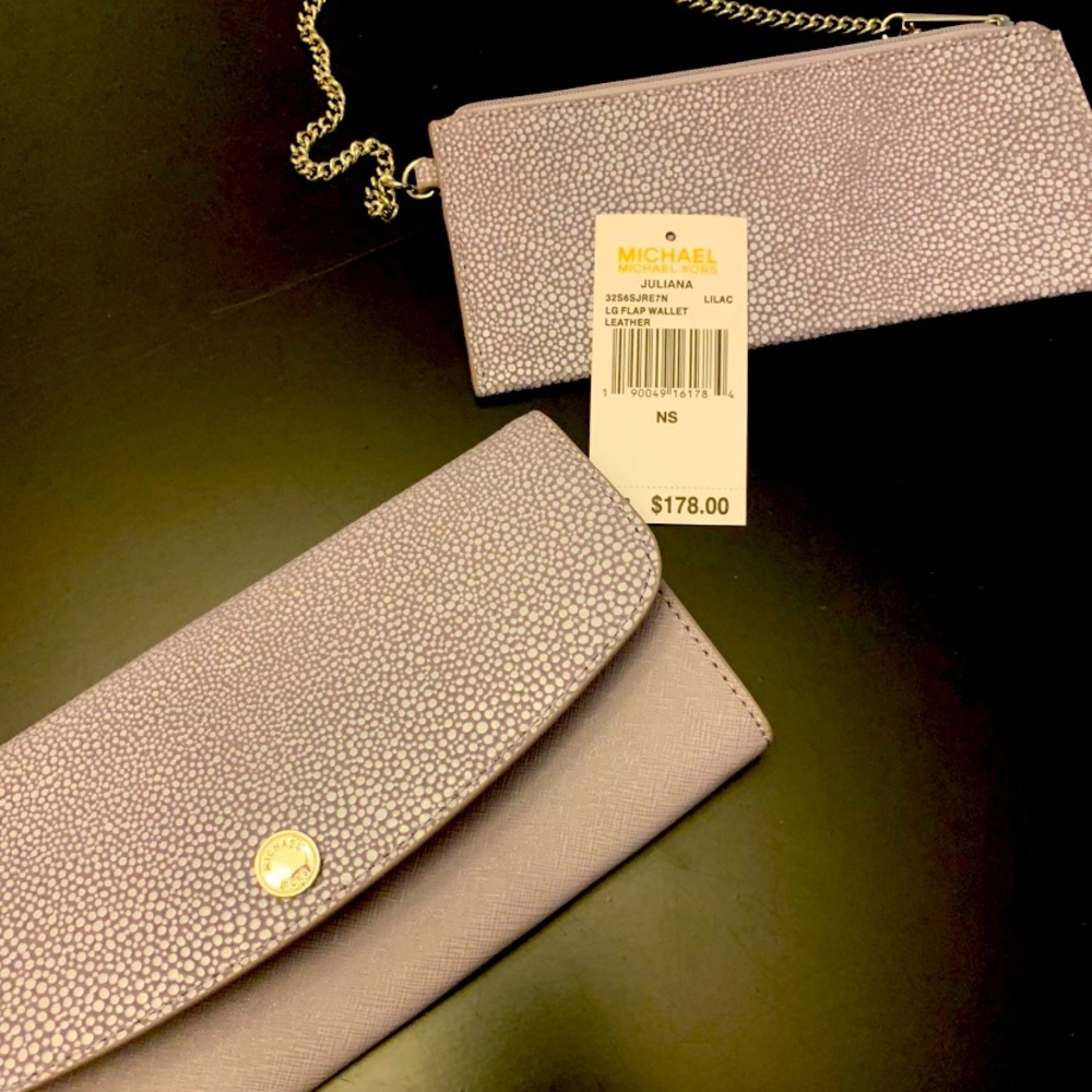 NWOT Michael Kors Juliana lilac leather wallet